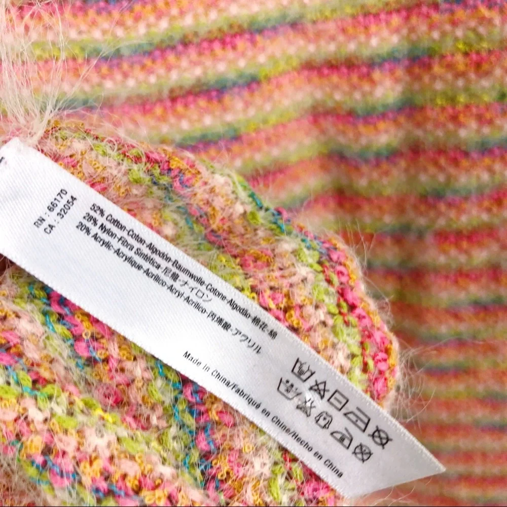 Urban Outfitters Coral Fuzzy‎ Soft Stripped Long Scarf